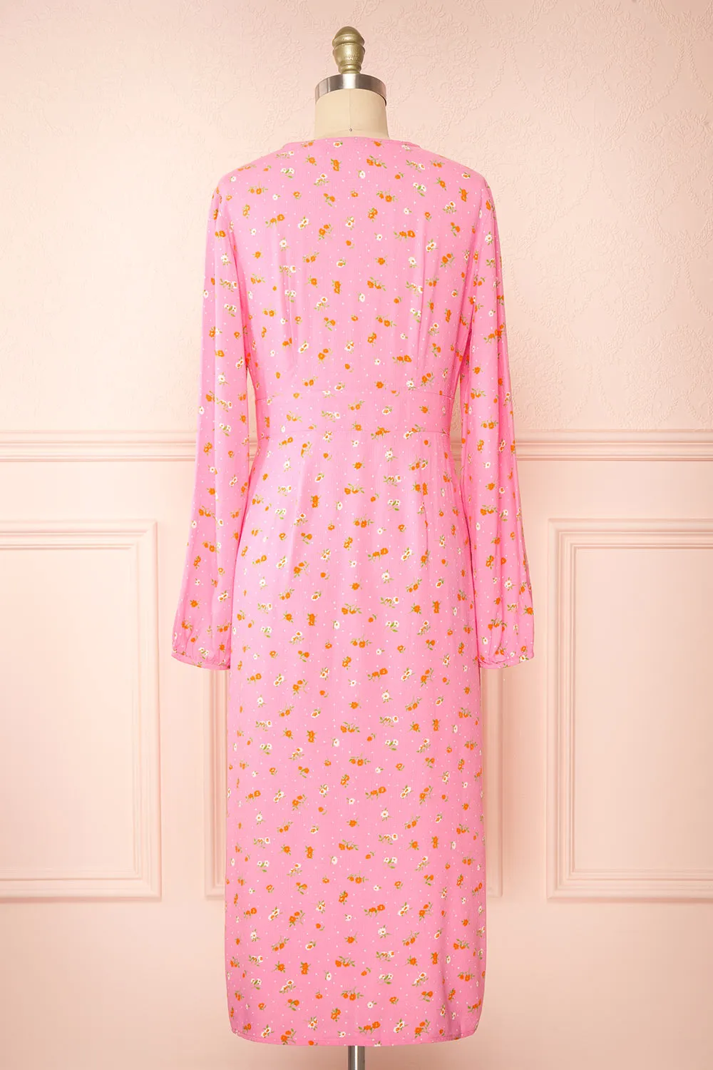 Netra Pink | Long Sleeve Floral Midi Dress sold by Boutique 1861 product image thumbnail 5
