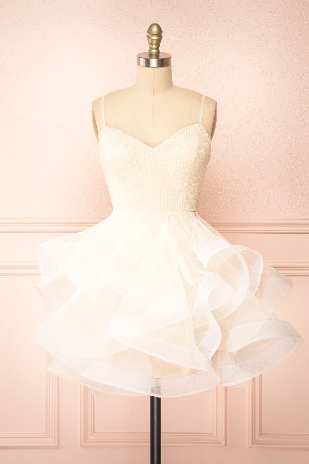 Iksa Ivory | Short Dress w/ Sequin Top sold by Boutique 1861
