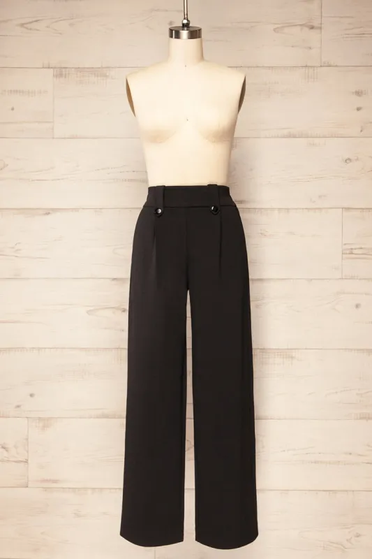 Clovelly Black | Straight-Leg Pants w/ Pockets sold by Boutique 1861
