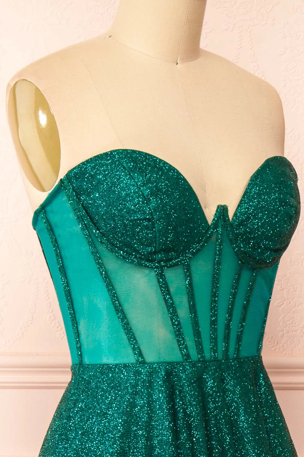 Euphea Green | Glitter Strapless Corset Dress sold by Boutique 1861 product image thumbnail 5