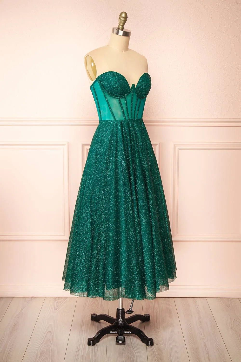 Euphea Green | Glitter Strapless Corset Dress sold by Boutique 1861 product image thumbnail 4