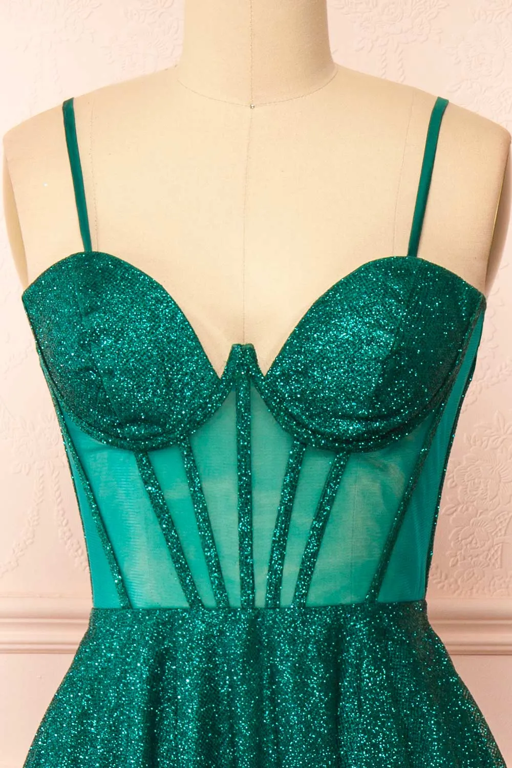 Euphea Green | Glitter Strapless Corset Dress sold by Boutique 1861 product image thumbnail 2