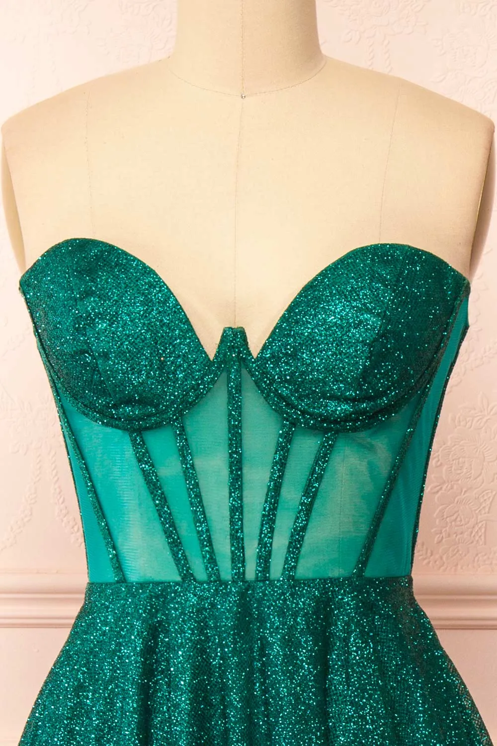 Euphea Green | Glitter Strapless Corset Dress sold by Boutique 1861 product image thumbnail 3