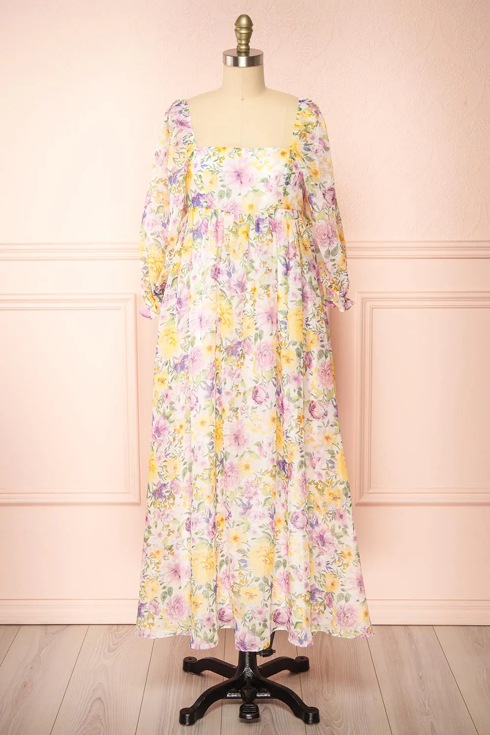 Quinnie | Shimmery Floral Midi Dress sold by Boutique 1861