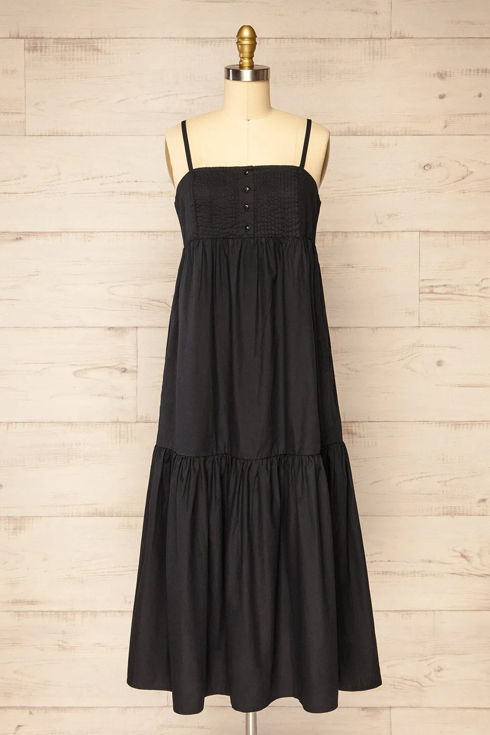 Brocko | Midi Black Dress w/ Thin Straps sold by Boutique 1861