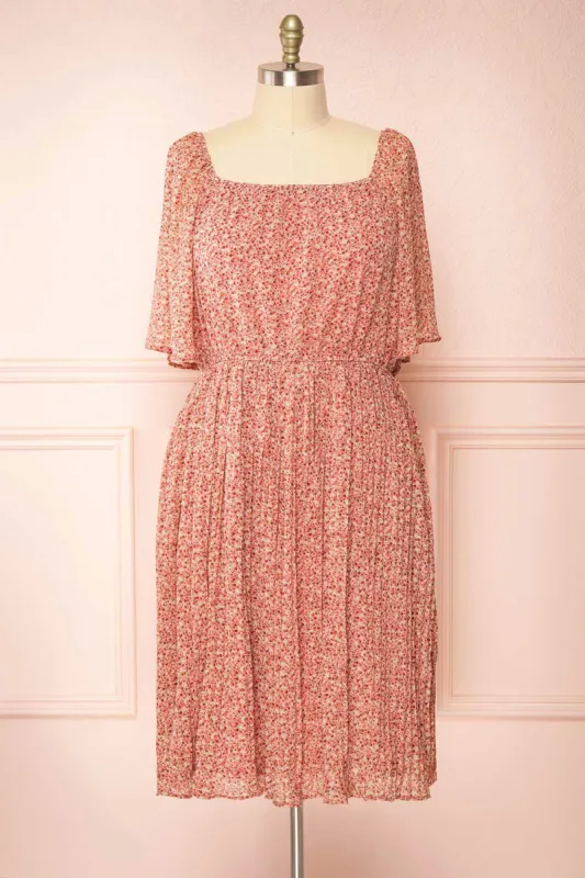 Hateya | Plus Size Short Sleeve Floral Midi Dress sold by Boutique 1861
