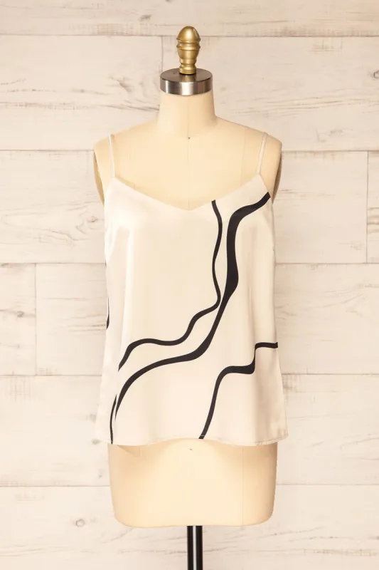 Sokode | Satin Cami Top w/ Abstract Pattern sold by Boutique 1861