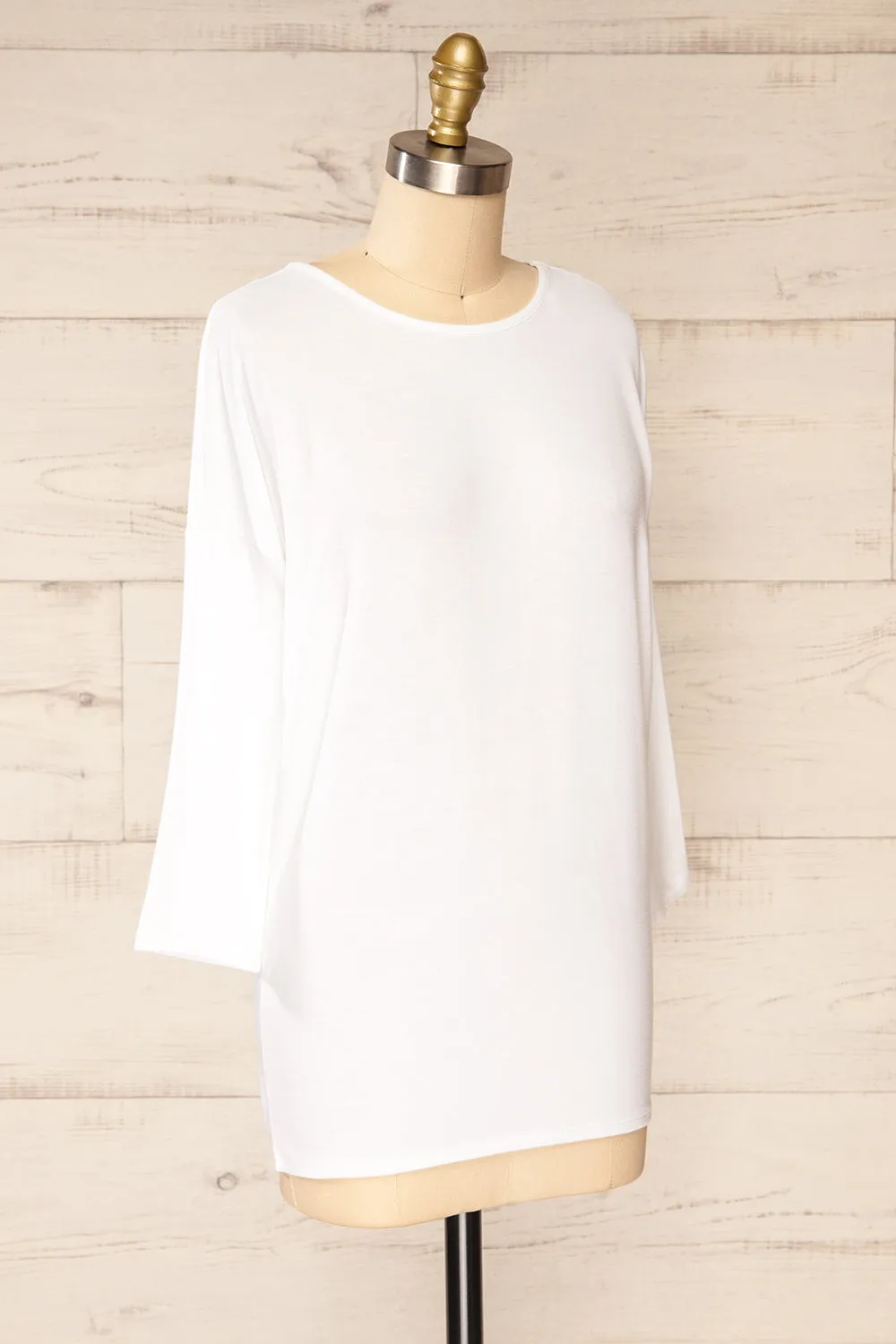 Vincennes White | Round Collar 3/4 Sleeve Top sold by Boutique 1861 product image thumbnail 4