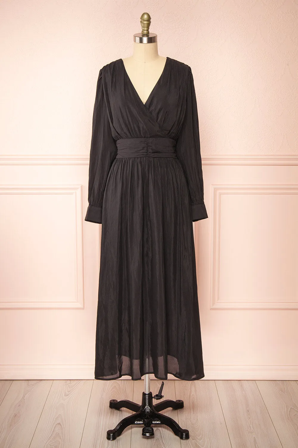 Kalinda Black | Long Sleeve Midi Dress sold by Boutique 1861