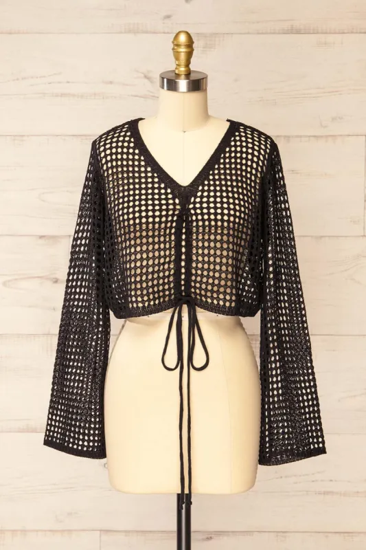 Becky Black | Crochet Top w/ Drawstrings sold by Boutique 1861