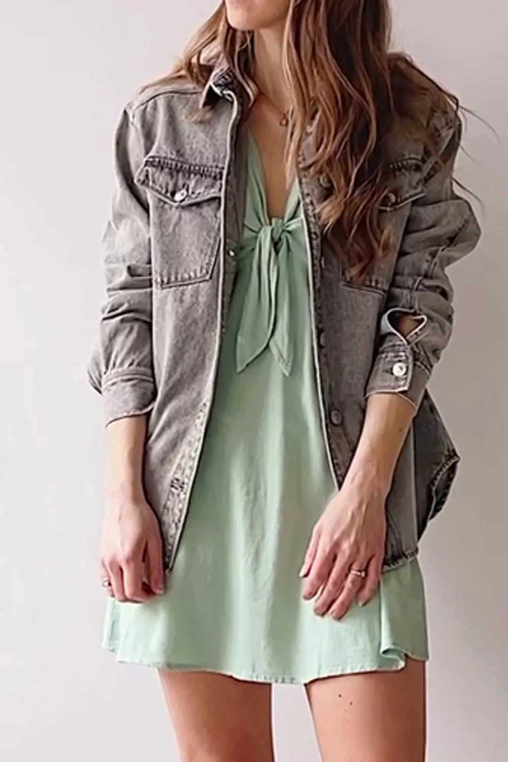 Giacomo | Grey Oversized Denim Shacket sold by Boutique 1861 product image thumbnail 2