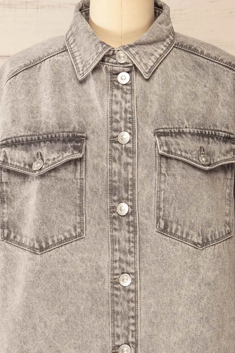 Giacomo | Grey Oversized Denim Shacket sold by Boutique 1861 product image thumbnail 5