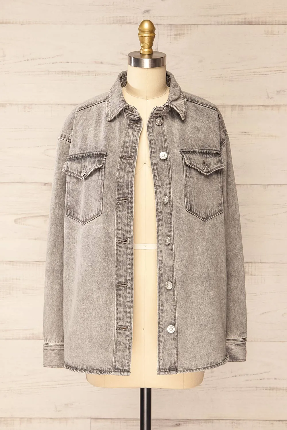 Giacomo | Grey Oversized Denim Shacket sold by Boutique 1861 product image thumbnail 4