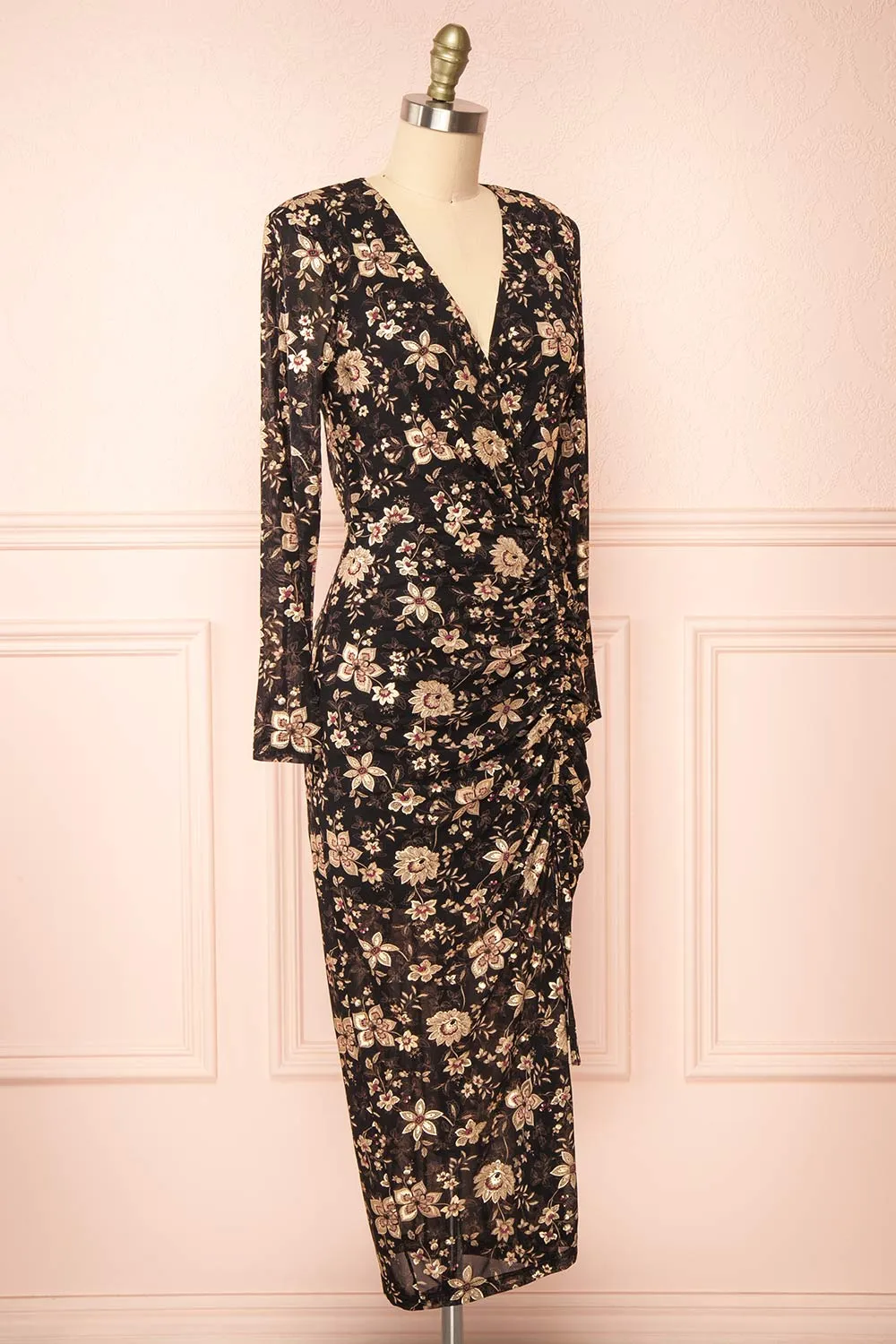 Nyx | Floral Mesh Midi Dress w/ Long Sleeves sold by Boutique 1861 product image thumbnail 3