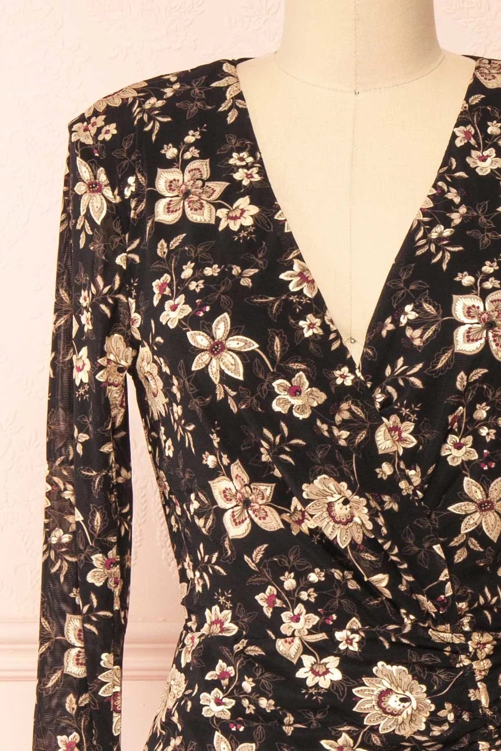 Nyx | Floral Mesh Midi Dress w/ Long Sleeves sold by Boutique 1861 product image thumbnail 2