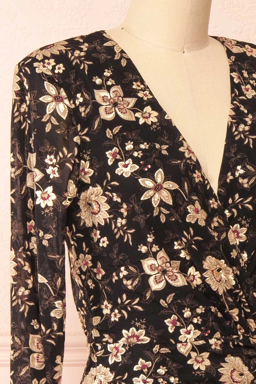 Nyx | Floral Mesh Midi Dress w/ Long Sleeves sold by Boutique 1861 product image thumbnail 4