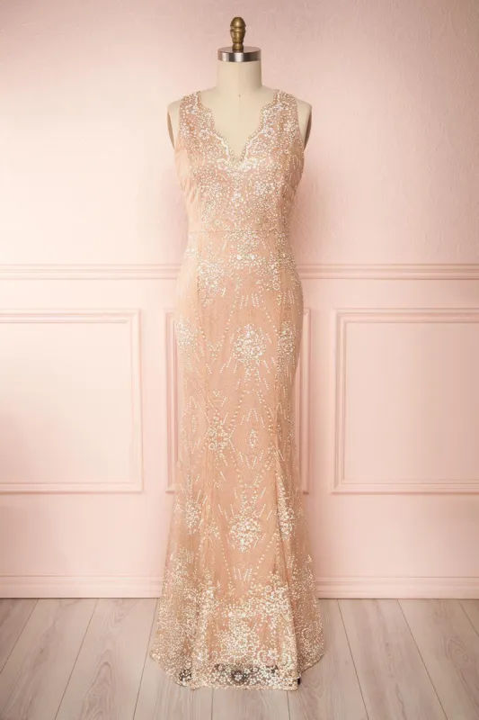 Liesel Blush | Plus Size Mermaid Gown sold by Boutique 1861