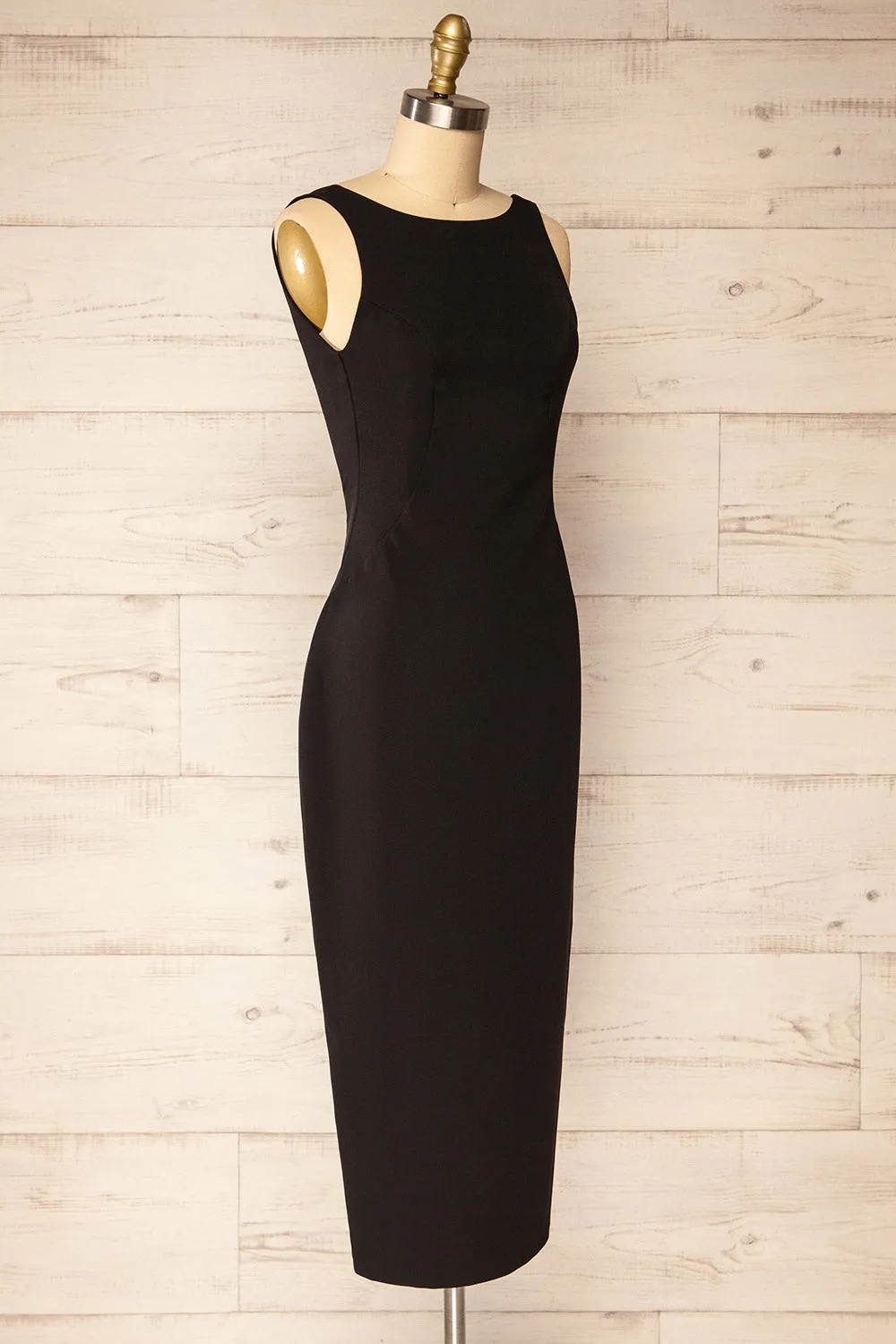 Kovna Black | Fitted Midi Dress w/ Open Back sold by Boutique 1861 product image thumbnail 4