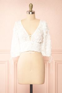 Helaine | Cropped Top w/ Floral Embroidery sold by Boutique 1861