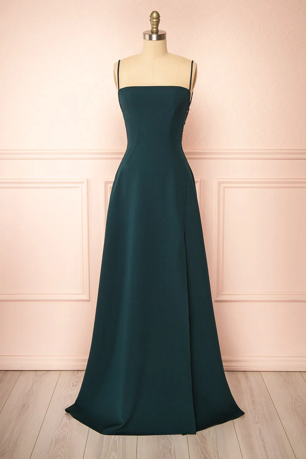 Izabella Green | A-line Maxi Dress with Open Back sold by Boutique 1861