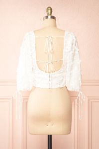 Helaine | Cropped Top w/ Floral Embroidery sold by Boutique 1861