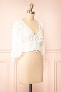 Helaine | Cropped Top w/ Floral Embroidery sold by Boutique 1861