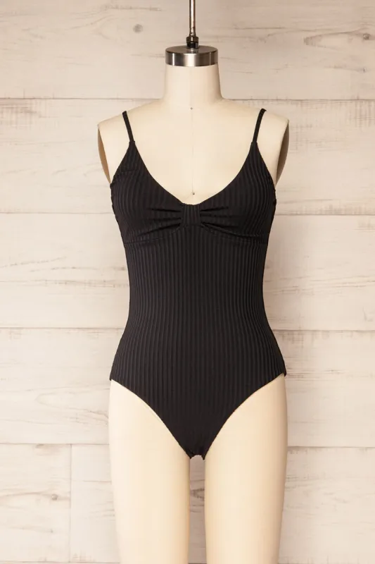 Casablanca Black | Ribbed One-Piece Swimsuit sold by Boutique 1861