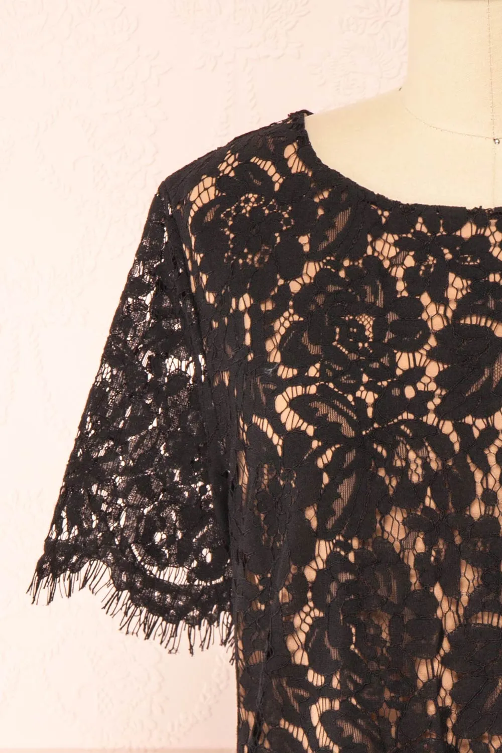 Apama Black | Floral Lace Short Sleeve Dress sold by Boutique 1861 product image thumbnail 2