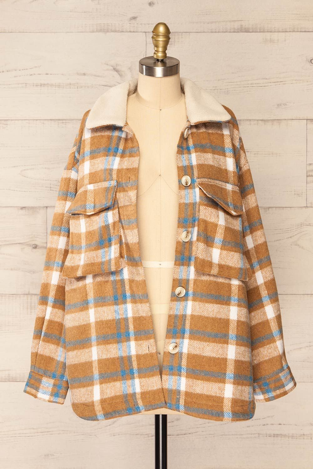 Norah Taupe | Plaid Shacket w/ Front Pockets sold by Boutique 1861 product image thumbnail 3