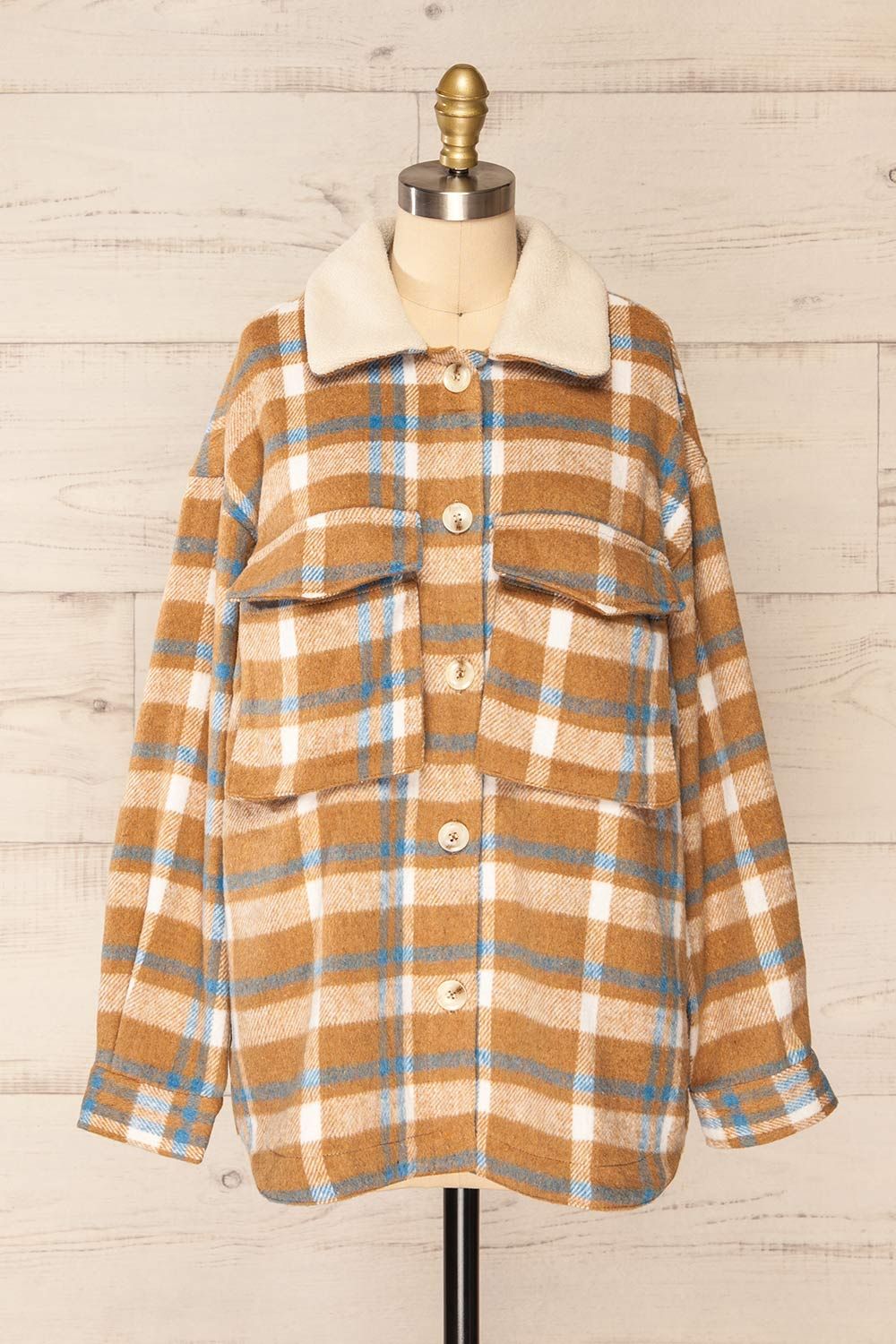 Norah Taupe | Plaid Shacket w/ Front Pockets sold by Boutique 1861