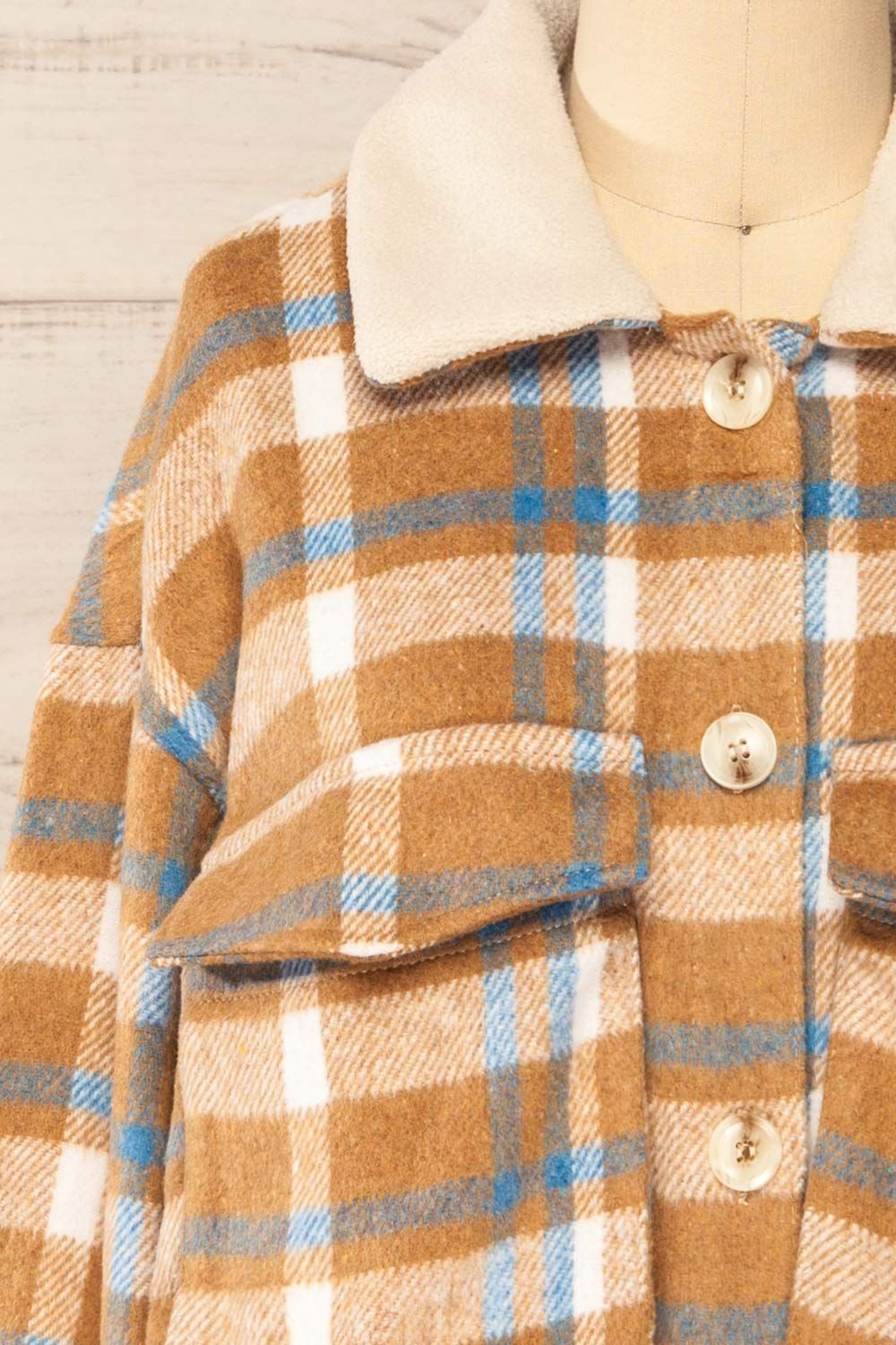 Norah Taupe | Plaid Shacket w/ Front Pockets sold by Boutique 1861 product image thumbnail 4