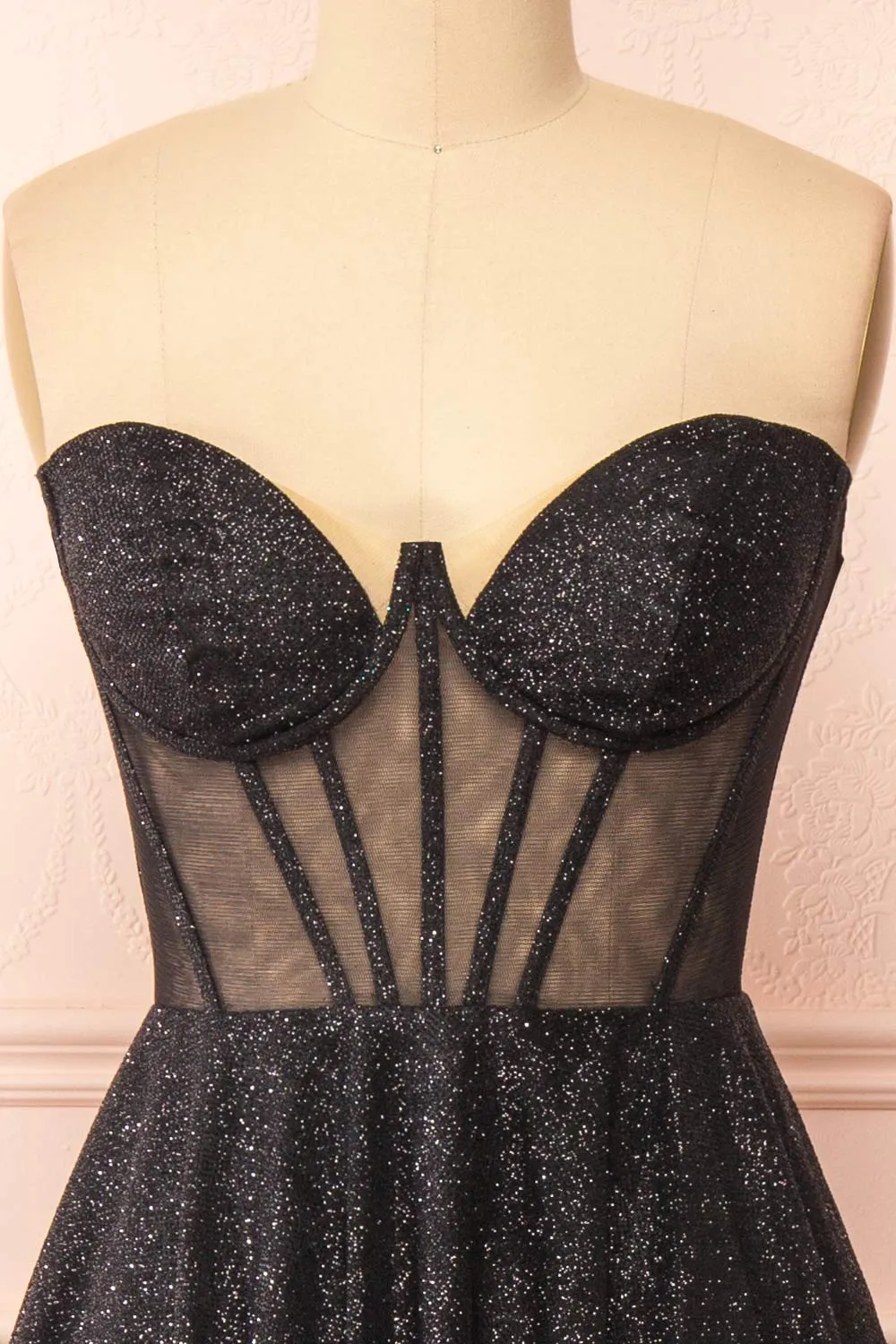 Euphea Black | Glitter Strapless Corset Dress sold by Boutique 1861 product image thumbnail 3