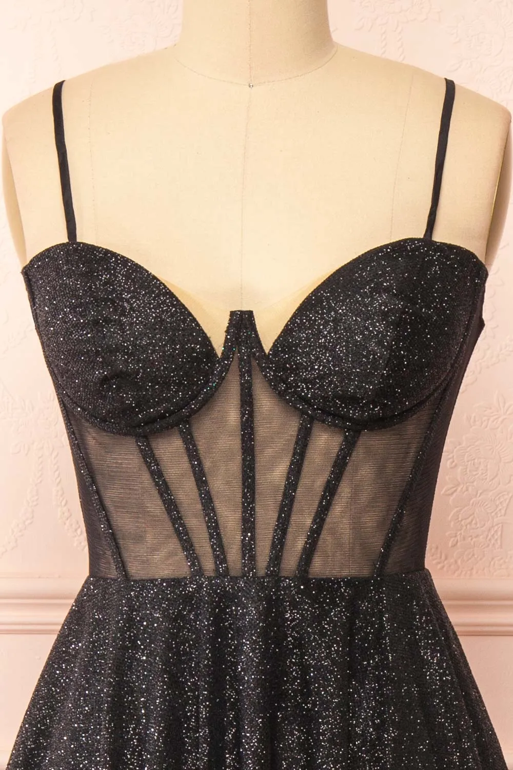 Euphea Black | Glitter Strapless Corset Dress sold by Boutique 1861 product image thumbnail 2