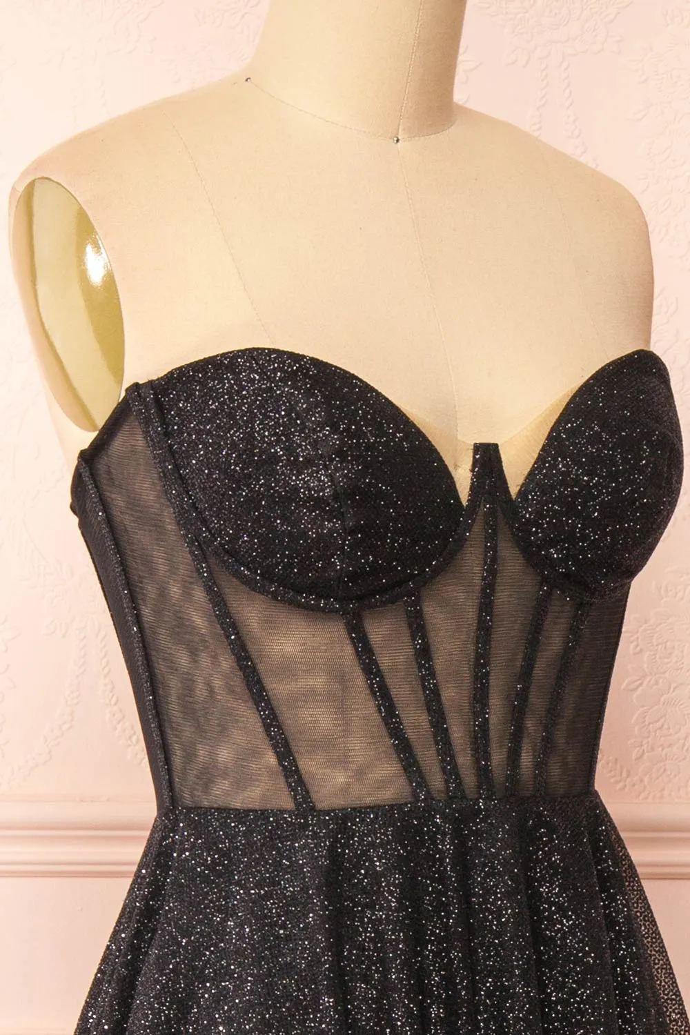 Euphea Black | Glitter Strapless Corset Dress sold by Boutique 1861 product image thumbnail 5