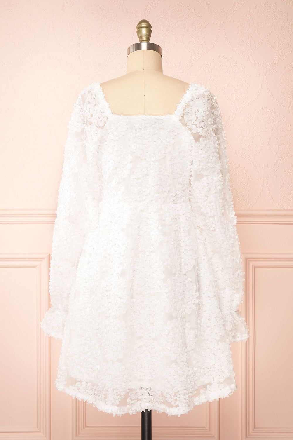 Hortensia | White Short Dress w/ Floral Appliqué sold by Boutique 1861 product image thumbnail 5