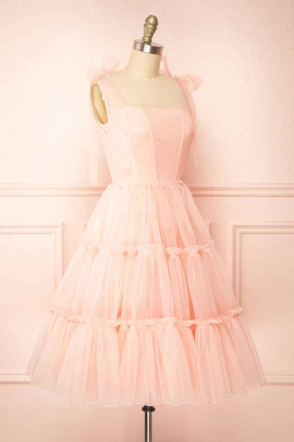 Abigail | Tiered Pink Tulle Midi Dress sold by Boutique 1861 product image thumbnail 5