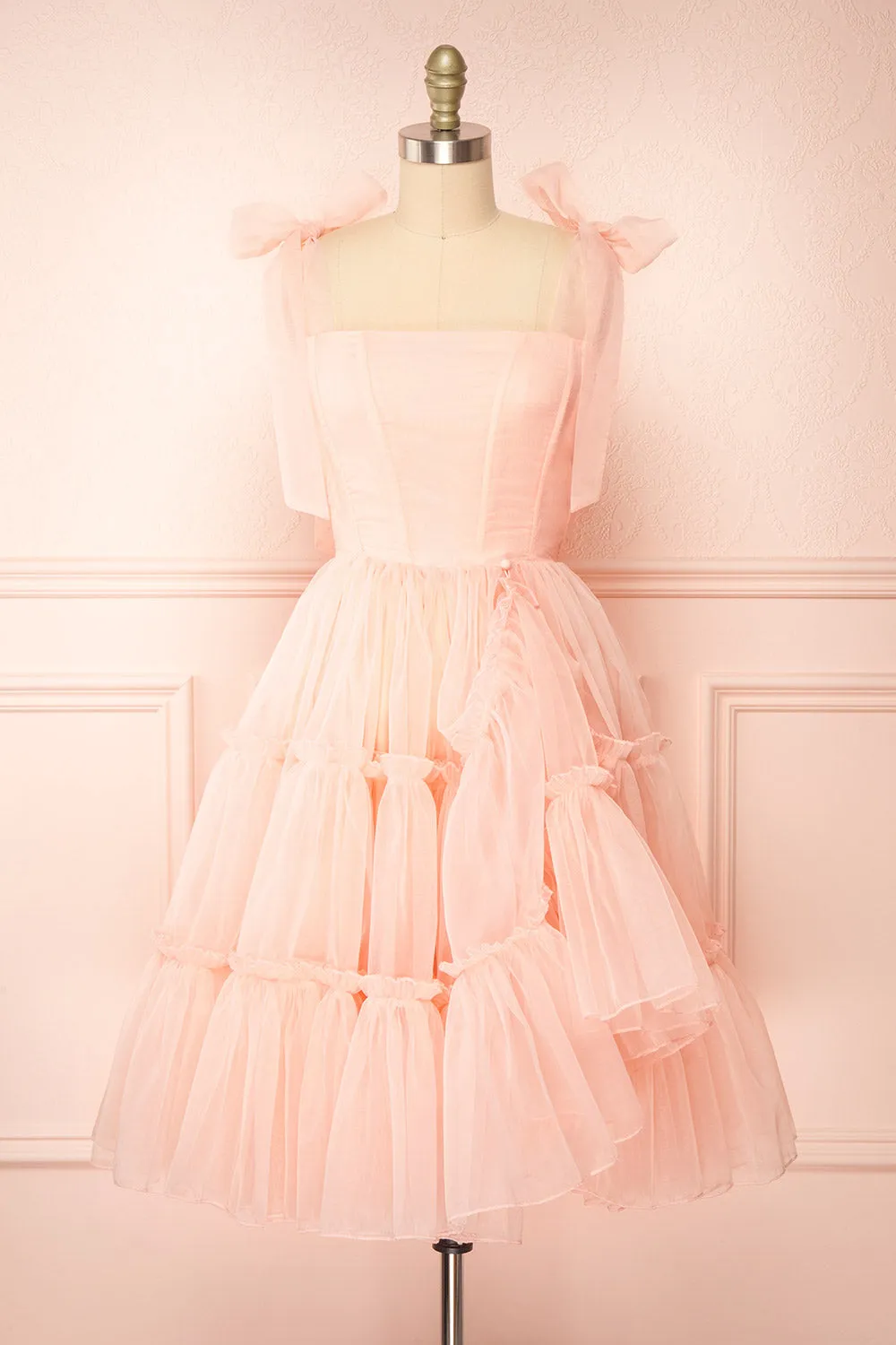 Abigail | Tiered Pink Tulle Midi Dress sold by Boutique 1861 product image thumbnail 3