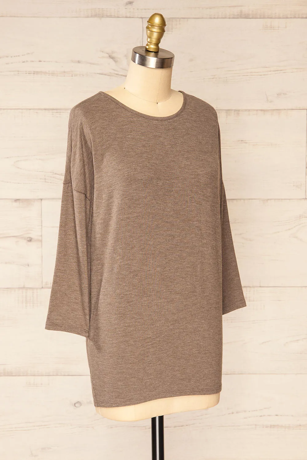 Vincennes Taupe | Round Collar 3/4 Sleeve Top sold by Boutique 1861 product image thumbnail 4