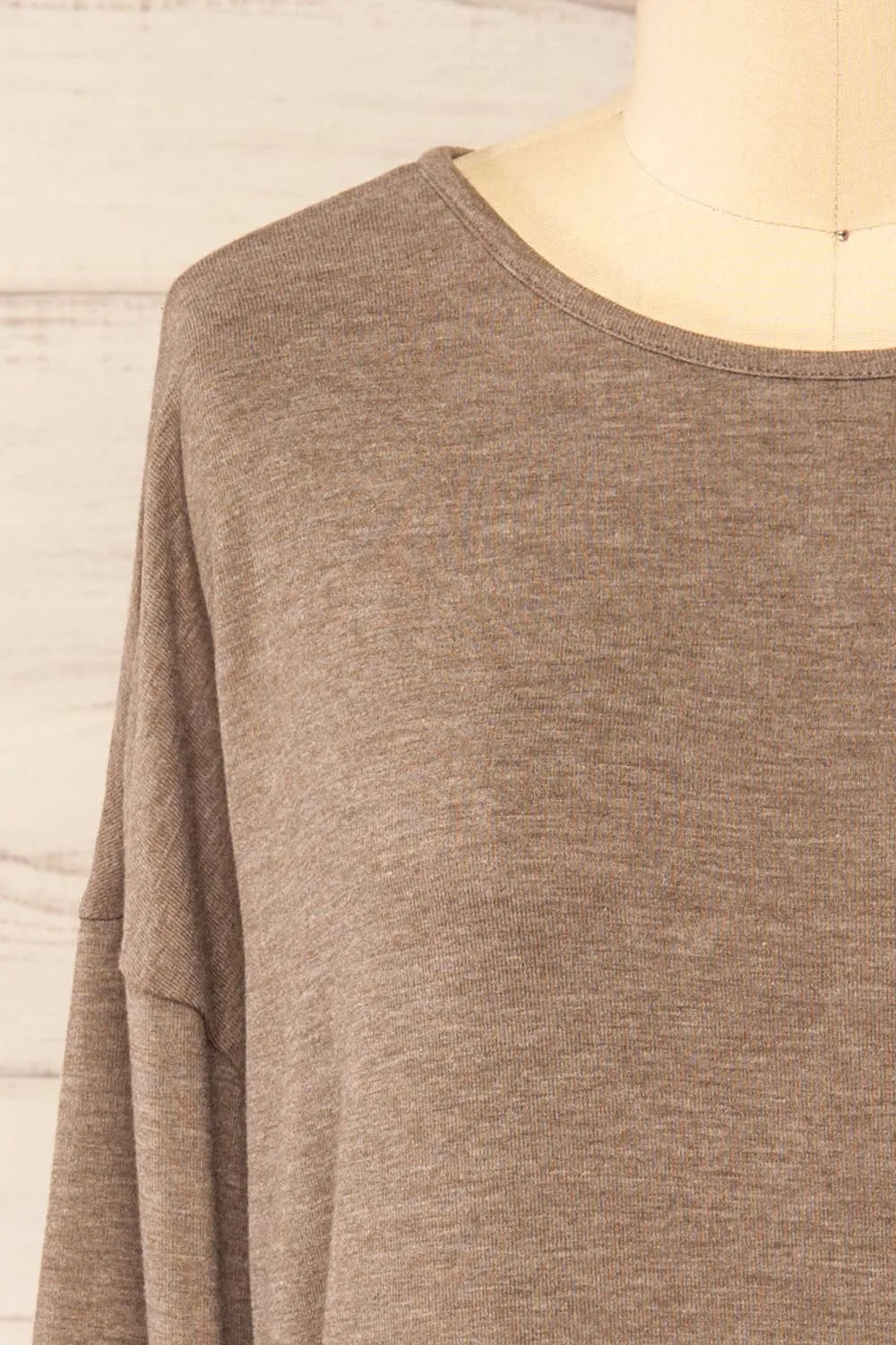 Vincennes Taupe | Round Collar 3/4 Sleeve Top sold by Boutique 1861 product image thumbnail 3