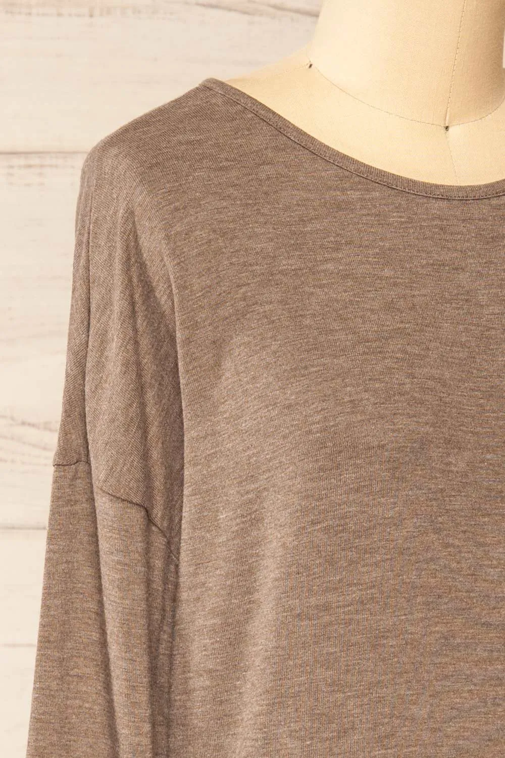 Vincennes Taupe | Round Collar 3/4 Sleeve Top sold by Boutique 1861 product image thumbnail 5