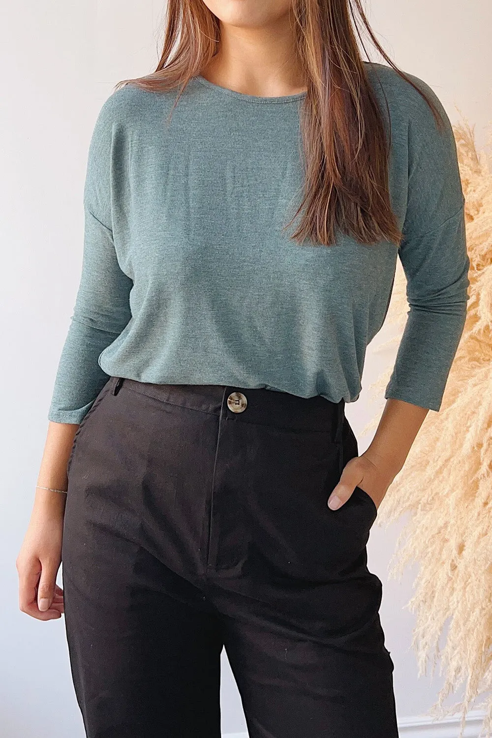 Vincennes Taupe | Round Collar 3/4 Sleeve Top sold by Boutique 1861 product image thumbnail 2