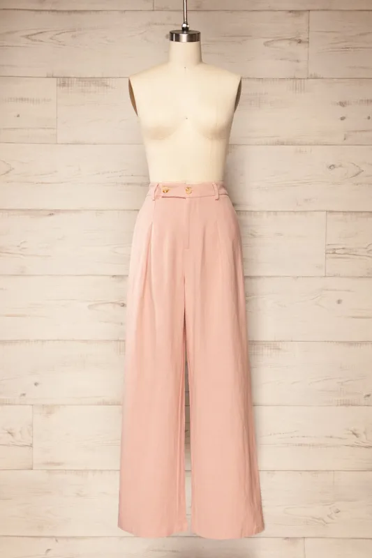 Dunster Pink | Wide-Leg Linen Pants sold by Boutique 1861