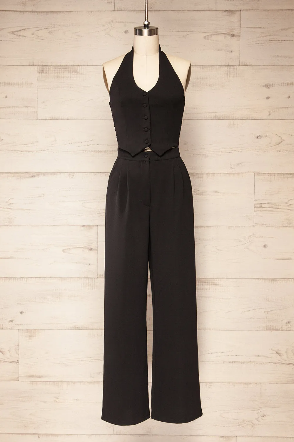 Ramses Black | Jumpsuit w/ Halter-Neck Vest Top sold by Boutique 1861