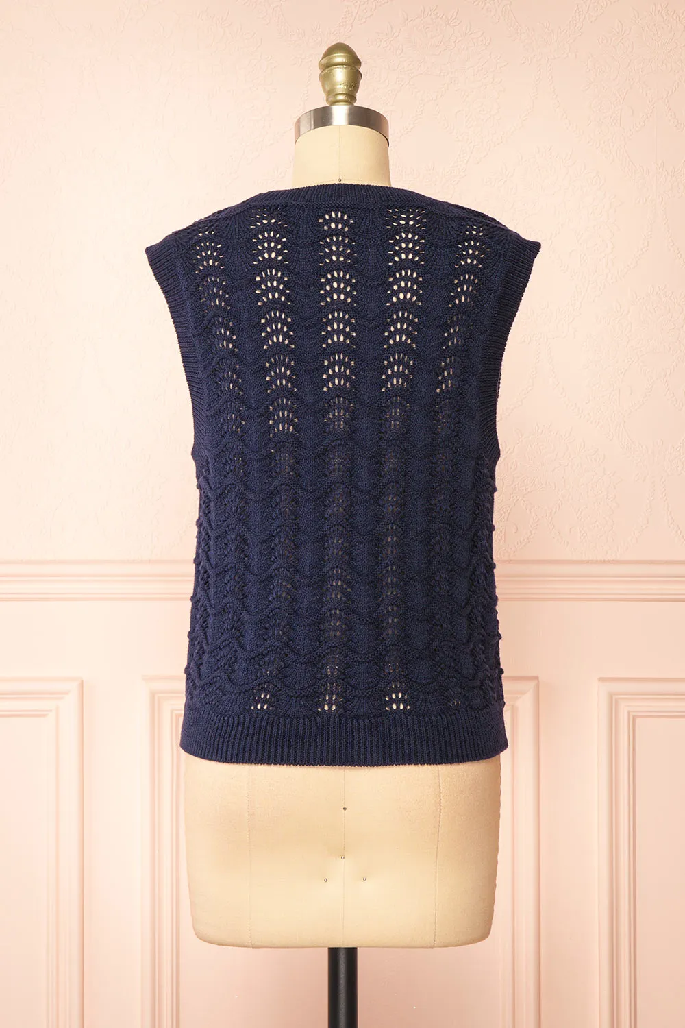 Harim Navy | Openwork Knit Sweater Vest sold by Boutique 1861 product image thumbnail 5
