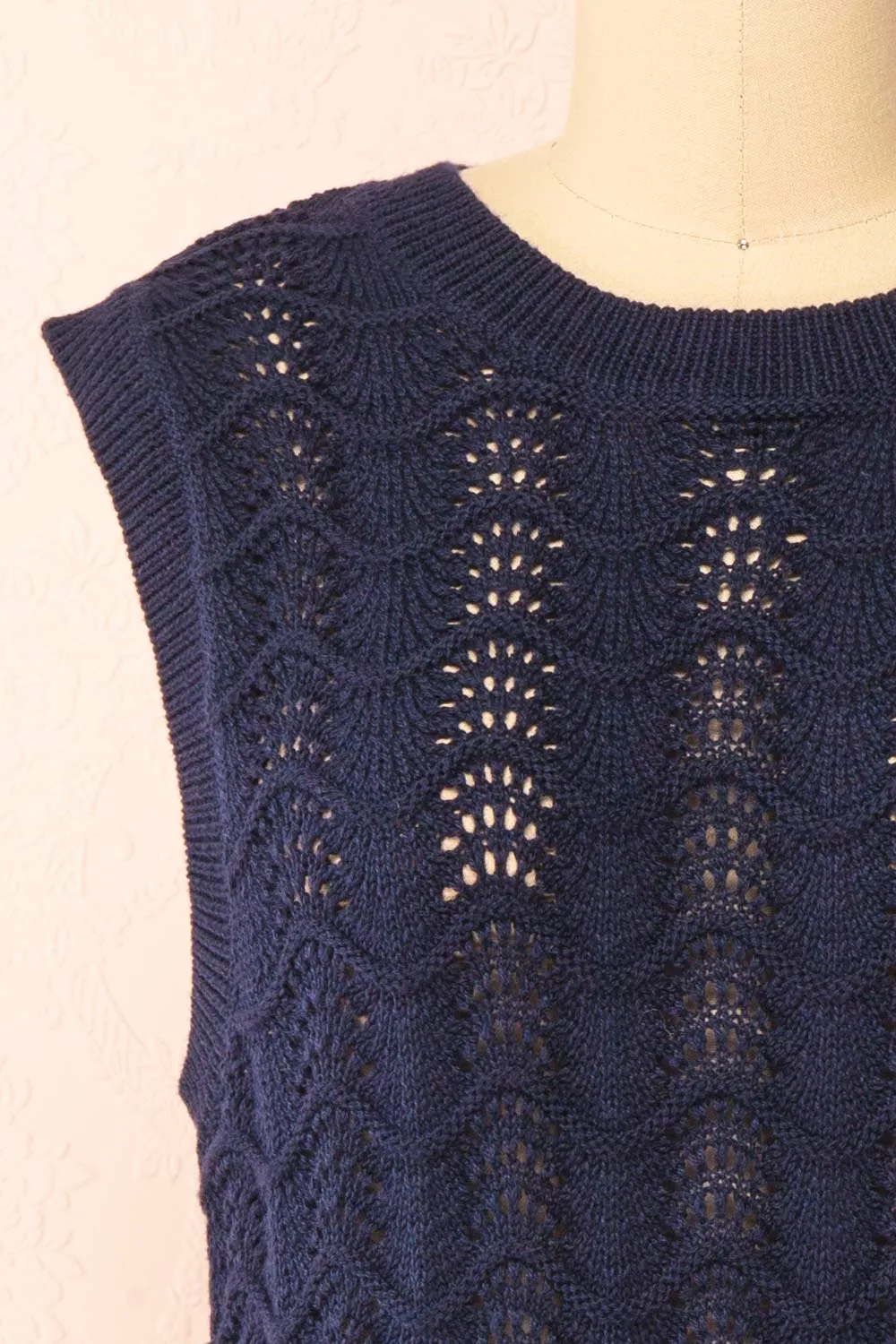 Harim Navy | Openwork Knit Sweater Vest sold by Boutique 1861 product image thumbnail 2