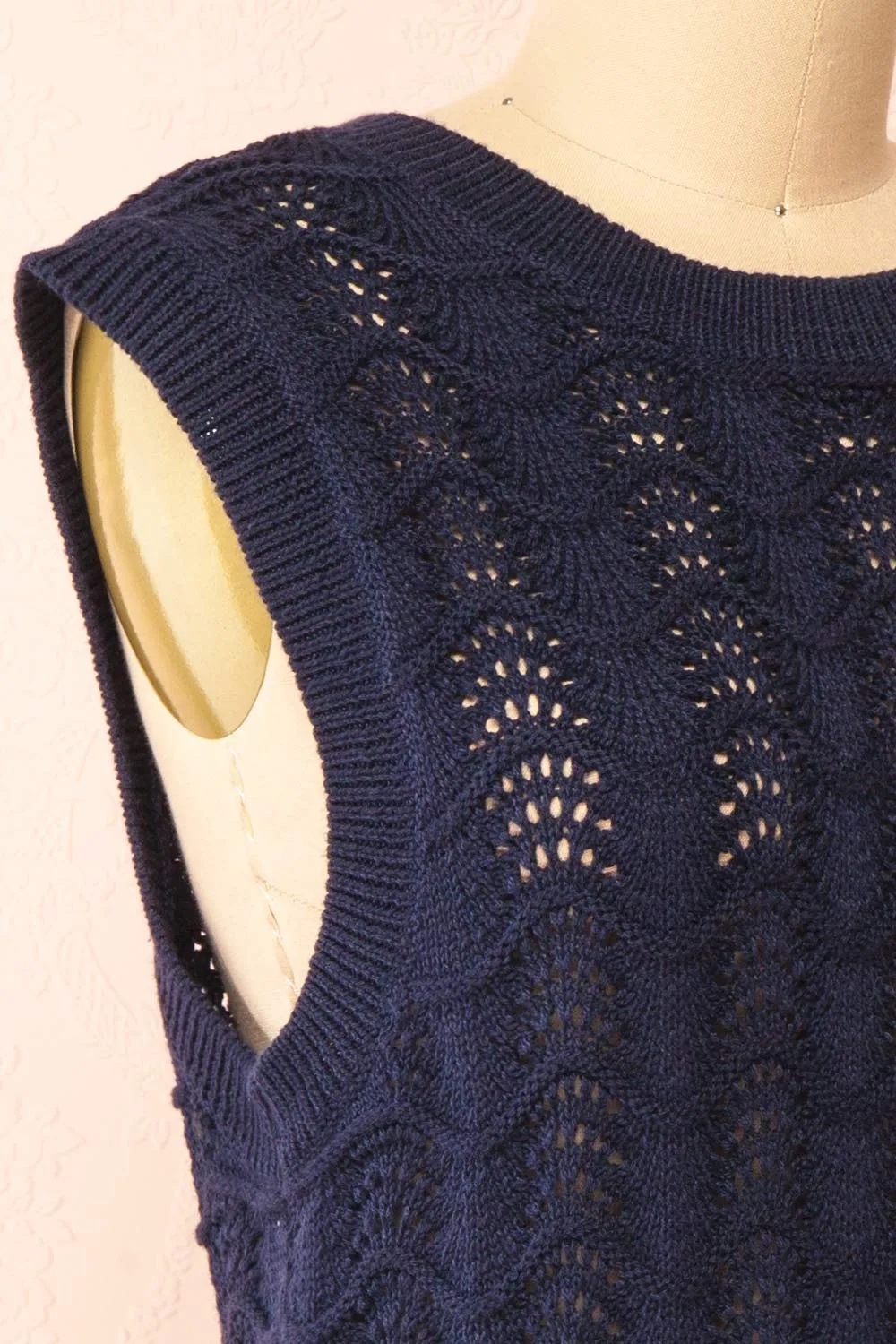 Harim Navy | Openwork Knit Sweater Vest sold by Boutique 1861 product image thumbnail 4