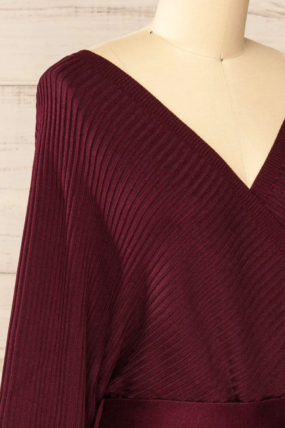Bergame Burgundy | Knitted Wrap Dress sold by Boutique 1861 product image thumbnail 5