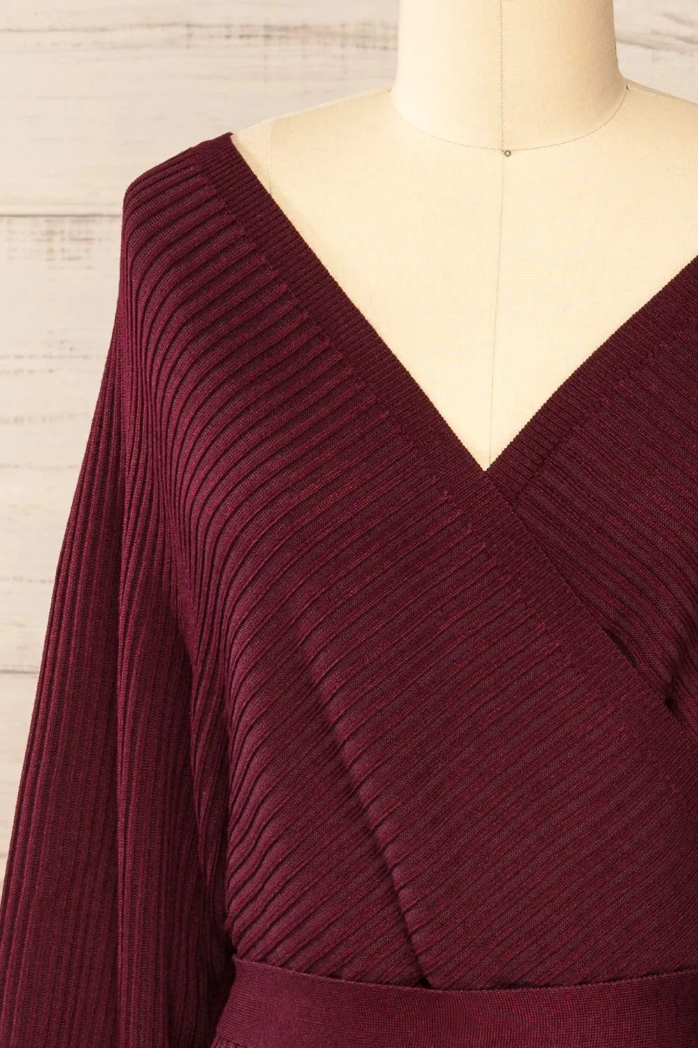 Bergame Burgundy | Knitted Wrap Dress sold by Boutique 1861 product image thumbnail 3