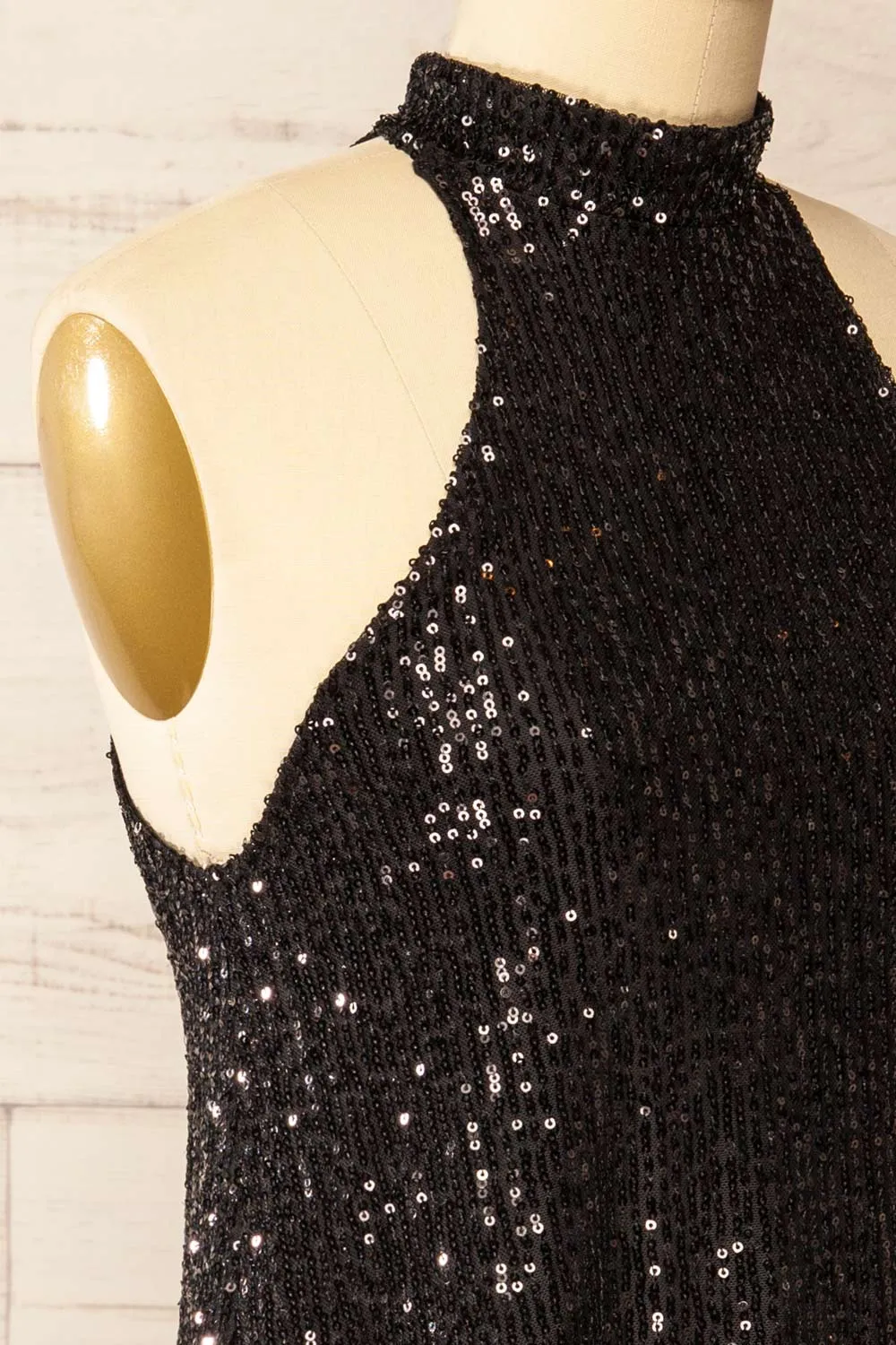 Singapour Black | Short Sequin Dress w/ High Neck sold by Boutique 1861 product image thumbnail 5