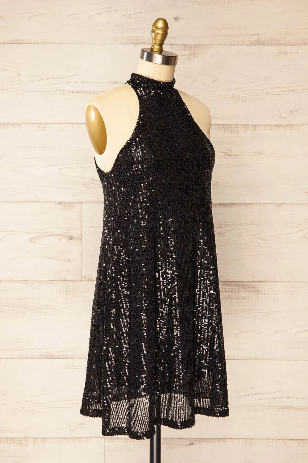 Singapour Black | Short Sequin Dress w/ High Neck sold by Boutique 1861 product image thumbnail 4